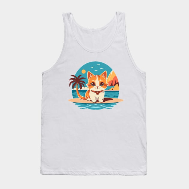 Cute Kitten On Vacation Tank Top by milhad